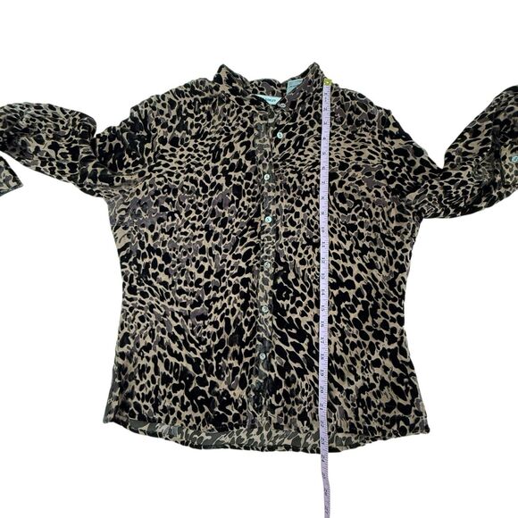 Laura Ashley Burnout Velvet Silk Blend Blouse Size 6 Flip Cuffs Goth Y2K - Picture 10 of 11